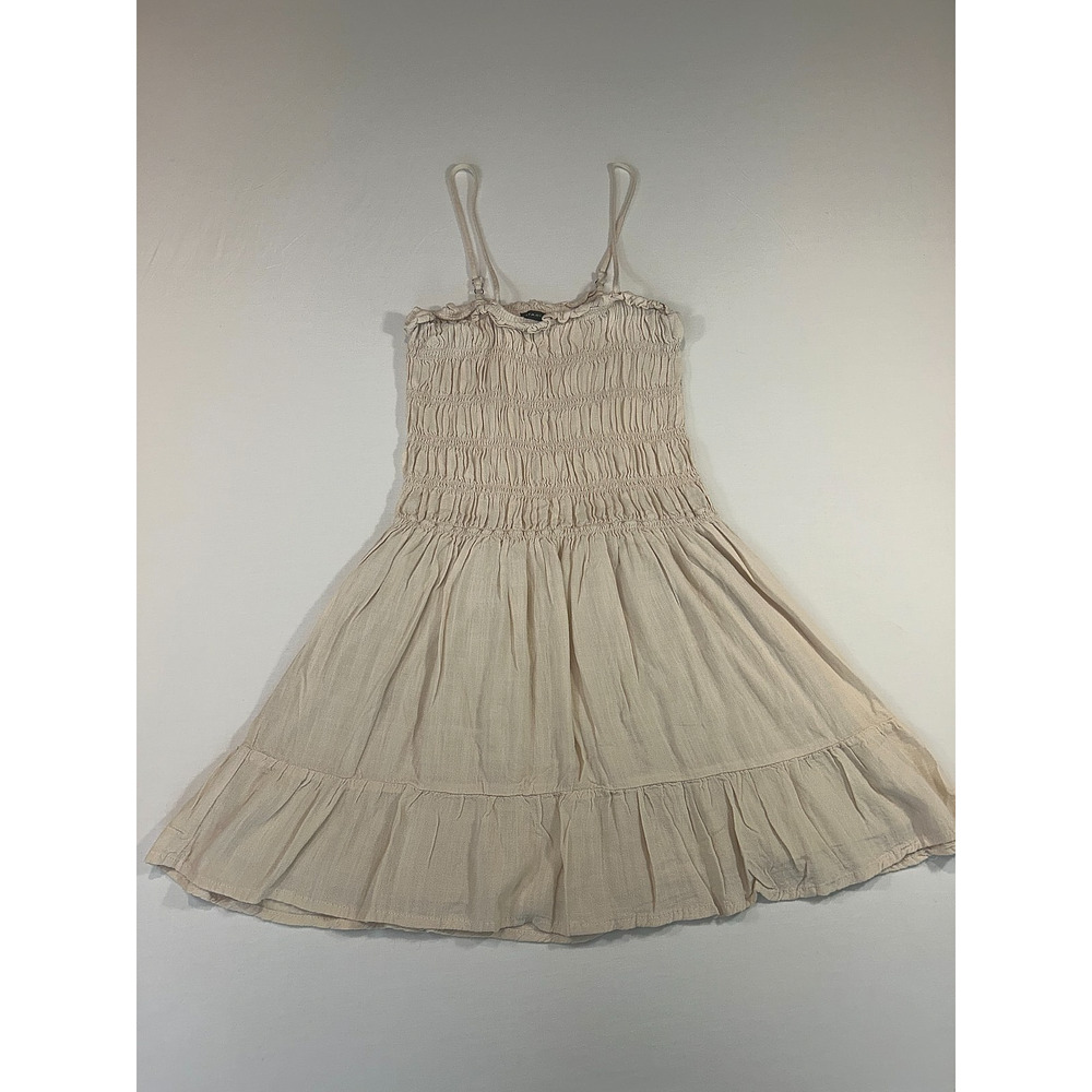 Staccato Women's Beige Smocked Sundress Size M Boho Summer Dress Lined